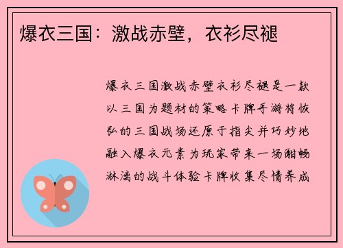 爆衣三国：激战赤壁，衣衫尽褪